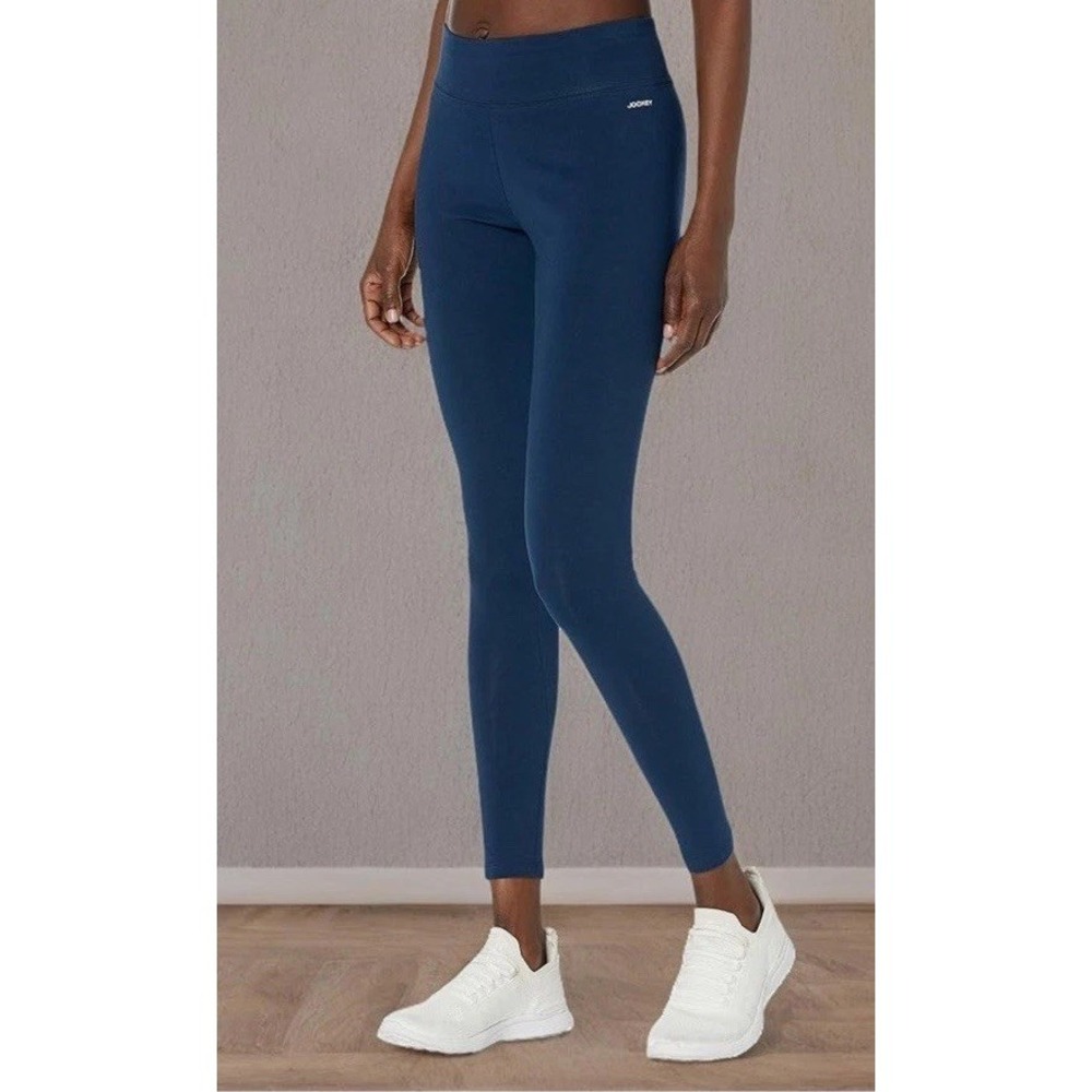 Jockey Womens Leggings 1X Navy Blue Ankle Mid Rise Stretch Wide Waistband‎ NEW